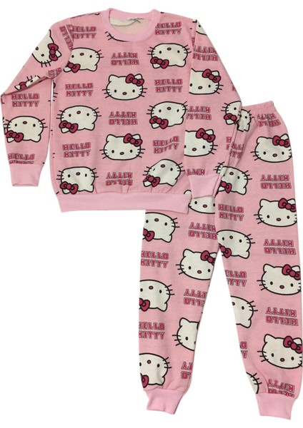 Kız Çocuk Hello Kitty Şardonlu Uzun Kollu Pijama Takımı