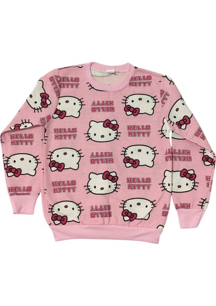 Kız Çocuk Hello Kitty Şardonlu Uzun Kollu Pijama Takımı