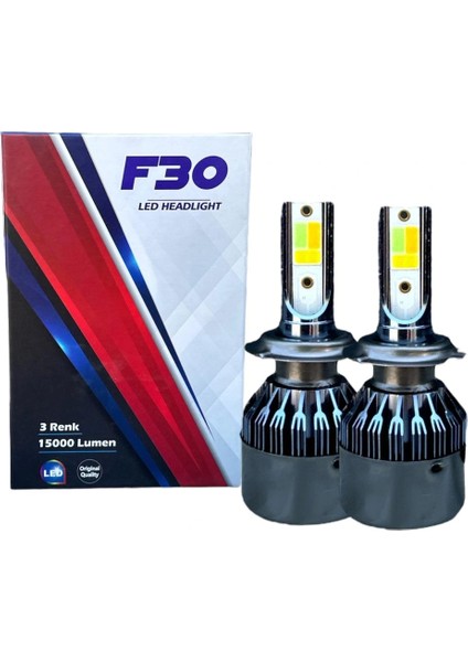 Ekt 3 Renk Buz Mavi+Beyaz+Limon Sarı Çakarlı H3 LED Far Ampulu