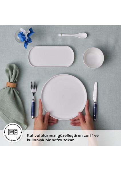 Forever Bone Bomo 22 Parça 6 Kişilik Kahvaltı Seti Beyaz