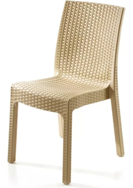 4 Kişilik 70 x 120 cm Rattan Masa Takımı Camlı Kolsuz Sandalye Bahçe Teras Takımı Oturma Grubu