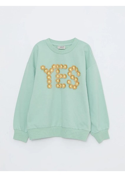 Kız Çocuk Pamuklu Sweatshirt Üç Boyutlu Çiçek Desenli fiyatları