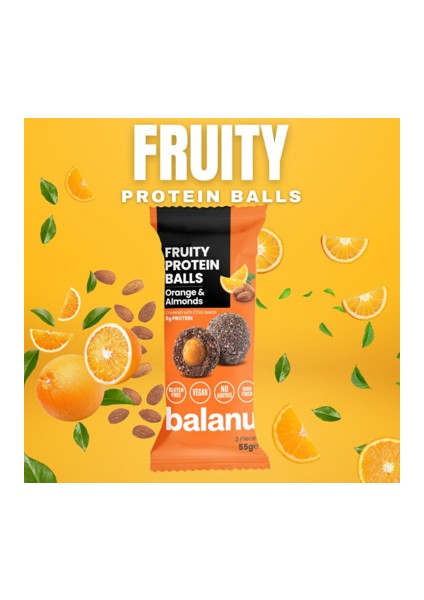 Fruity Protein Balls Portakal Dolgulu ve Bademli 55 G x 6