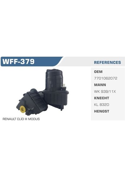 WFF-379 Mazot Filtresi Clio Iıı Modus 1.5 Dcı Kolı: 24 Ad FN0105