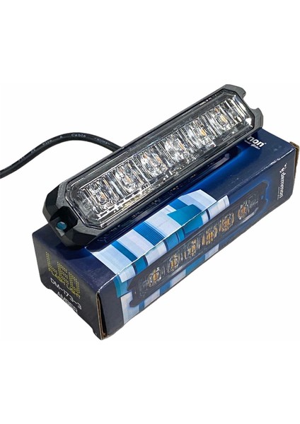 10V-30V Çakar Flaş Lamba 6 Ledli Turuncu 18 Fonksiyonlu (130*29*16 Mm) E9