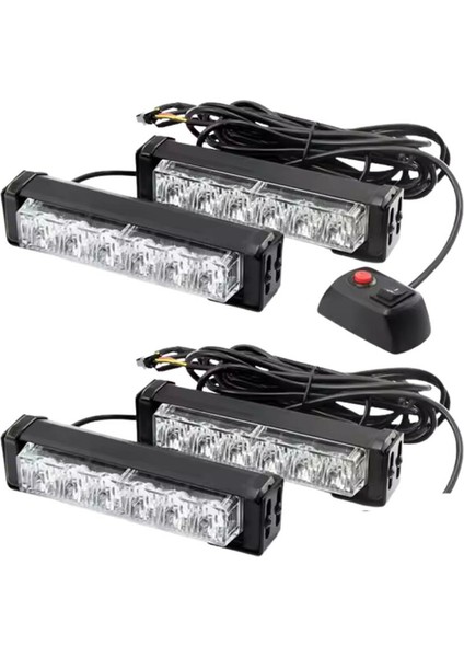 9v-36v Escort Çakar Flaş Led Lamba 8 Fonksiyonlu (Şeffaf) (Sarı/Sarı) (4 Adet) (159*38 Mm)