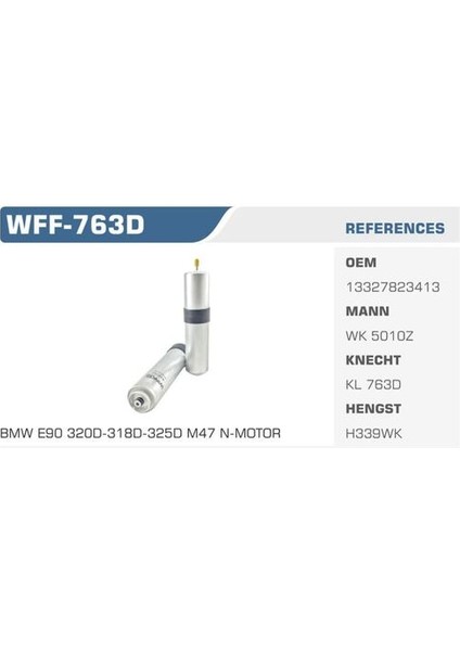 WFF-763D Mazot Filtresi Bmw 3 05-11 Kolı: 50 Ad