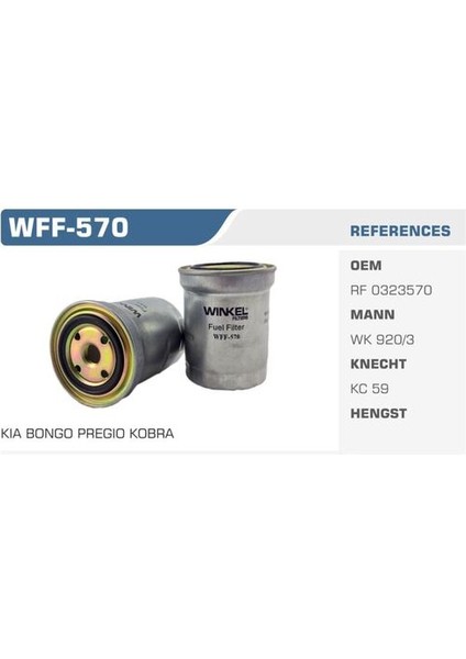 WFF-570 Mazot Filtresi H100 Kapalı Mazot Besta Ceres E2200 2.5 D 4WD 78HP Kolı: 50 Ad FN0026