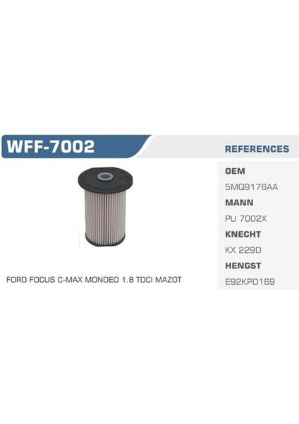 WFF-7002 Mazot Filtresi Focus C-Max Mondeo 1.8 Kolı: 50 Ad