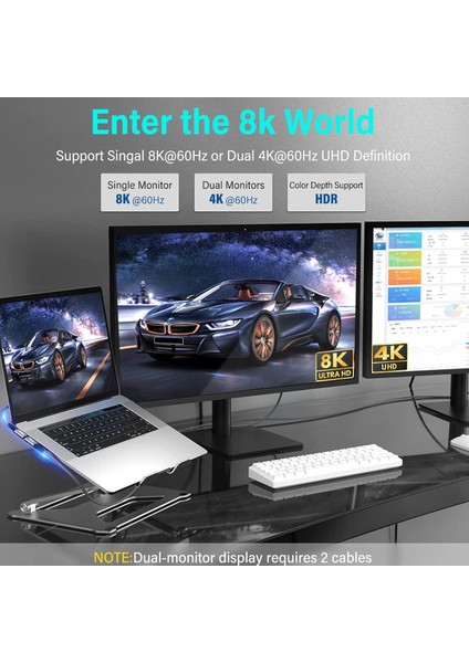 USB 4 Kablo, Thunderbolt 4 Kablo Için Dik Açı Pd 240 W Çift Uyumlu 8k Hd Ekran USB C Kablosu 8K@60Hz 40GBPS Veri Aktarımı (1.2m/4ft) ZR849