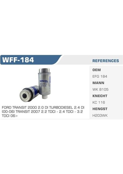 WFF-184 Mazot Filtresi Transit W184 00-06 2.0 Tdcı 2.4 Tdcı Kolı: 50 Ad FN0050