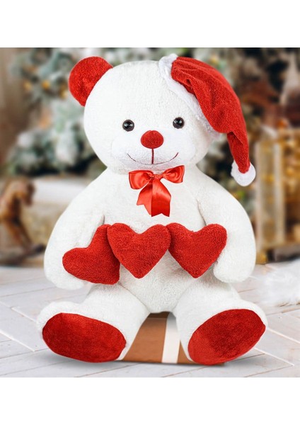 Peluşçu Dayı Yılbaşı Özel 90 cm Üç Kalpli Noel Ayıcık