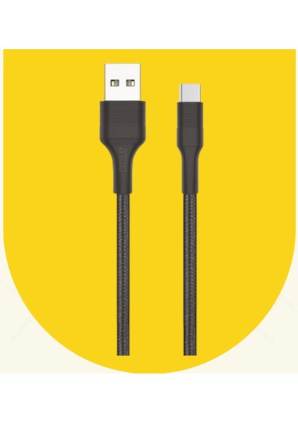 CB431T Hasır Örgü ve Güçlendirilmiş Silikon Başlıklı Type-C USB 3.0 Hızlı Şarj ve Data Kablosu