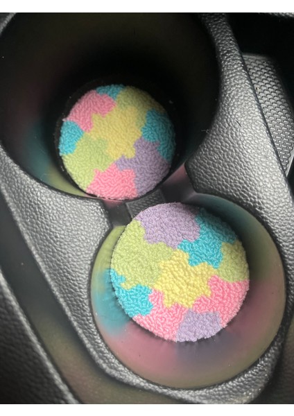 Punch Nakışı 2li Araba Bardak Altlığı / Car Coaster