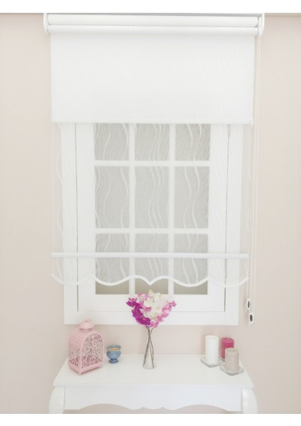 Çiftli Sistem Örme Beyaz Solovey Desen Tül ve Stor modelleri