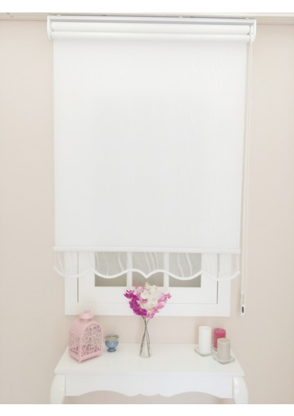 Çiftli Sistem Örme Beyaz Solovey Desen Tül ve Stor indirimleri