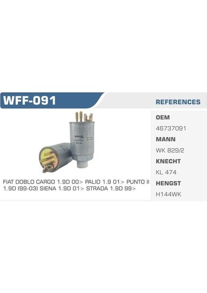 WFF-091 Mazot Filtresi Doblo 1.9d Kolı: 24 Ad FN2061