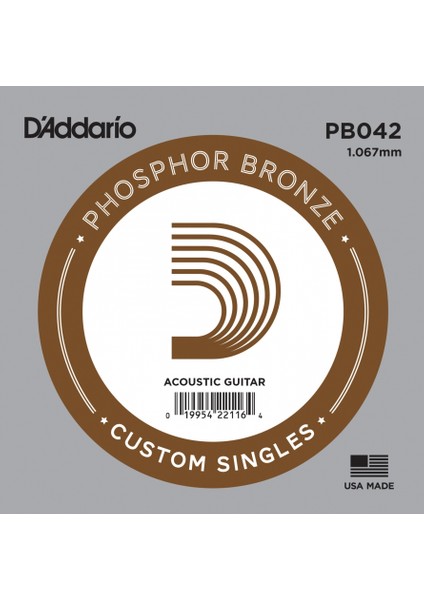 Daddario PB042 Phosphor Bronze Akustik Tek Tel La