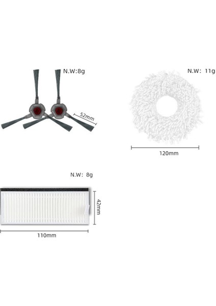 Ecovacs Deebot N9 N9+ Robot Yan Fırça, Hepa Filtre, Paspas Bezi Bezi Yedek Parçalar Için Aksesuarlar Yedek Parçalar (Yurt Dışından)