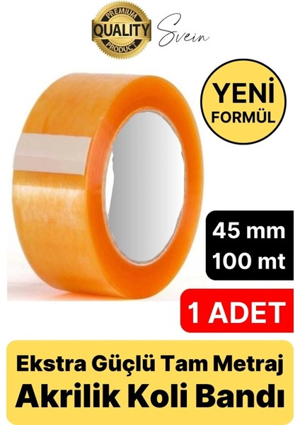 Ekstra Güçlü Yeni Formül 1 Adet 45 mm x 100 mt Koli Bandı Şeffaf Dayanıklı Bant Taşınma Ambalaj