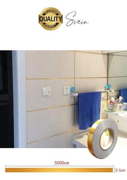 Premium Kendinden Yapışkanlı Gold Sarı Renk Fayans Derz Arası Izolasyon Bandı Dekoratif Bant 0,5 cm fiyatları