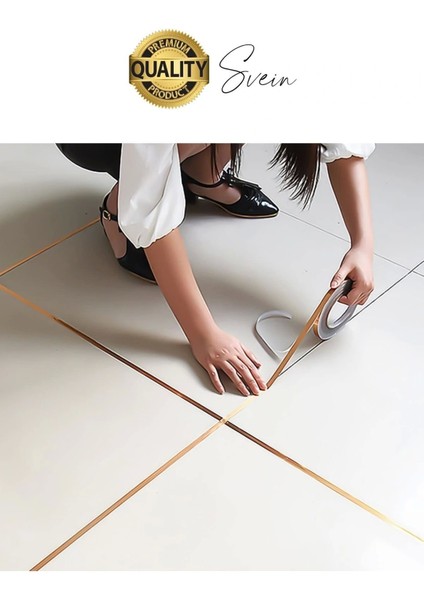Premium Kendinden Yapışkanlı Gold Sarı Renk Fayans Derz Arası Izolasyon Bandı Dekoratif Bant 0,5 cm modelleri