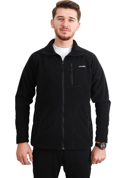 Erkek Siyah Polar - Reglan Kol - Zenobya