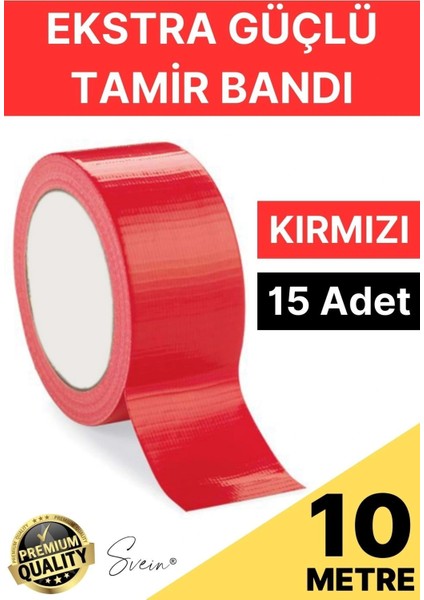 15 Adet 10 mt Kırmızı Tamir Takviye Kapatıcı Güçlü Onarım Bandı Su Geçirmez Sızdırmaz Dayanım Çatlak
