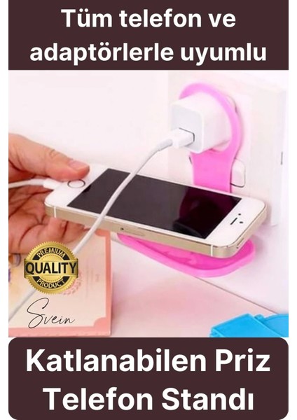 Pratik Priz Telefon Tutucu Şarj Askısı Standı Dekoratif Katlanır Plastik Adaptör Kablo Düzenleyici