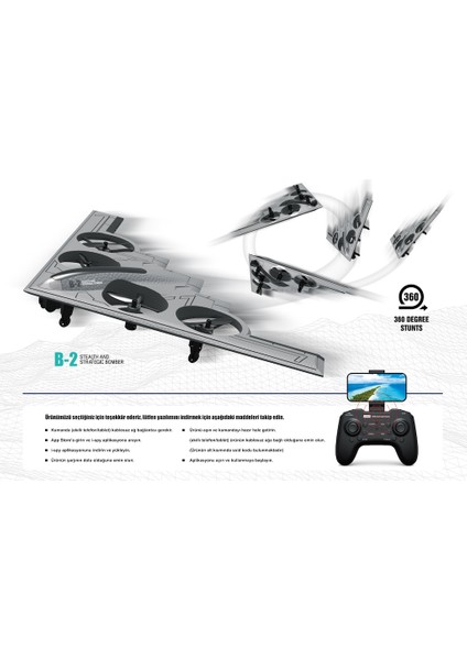 Vitrin Dolusu Uzaktan Kumandalı Full Fonksiyon 2.4g Şarjlı Kameralı Quadcopter Iha -Uçak-Helikopter