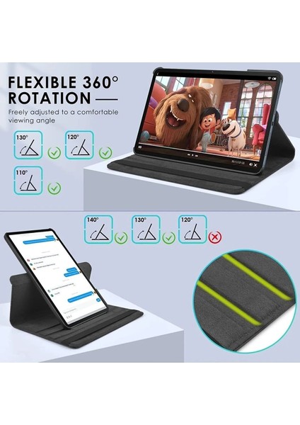 Samsung Galaxy Tab A9+ Plus 11 Inç Tablet Uyumlu 360 Döner Pu Deri Kılıf Seti SM-X210