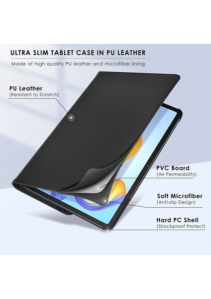 Samsung Galaxy Tab A9+ Plus 11 Inç Tablet Uyumlu 360 Döner Pu Deri Kılıf Seti SM-X210
