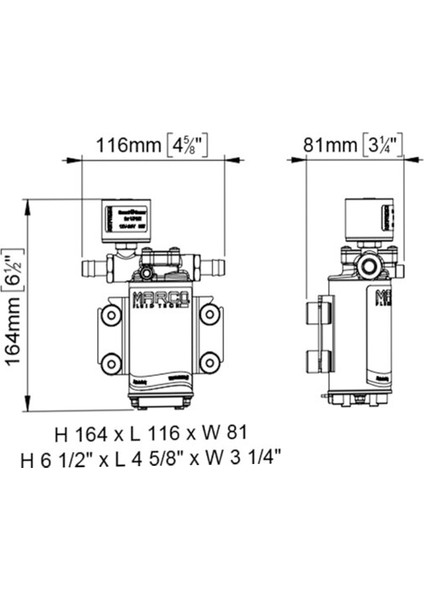 Marine Elektronik Hidrofor 10L/dk. 29psi Elektronik Kontrollü Basınç Pompası 12/24v Marco UP2/E