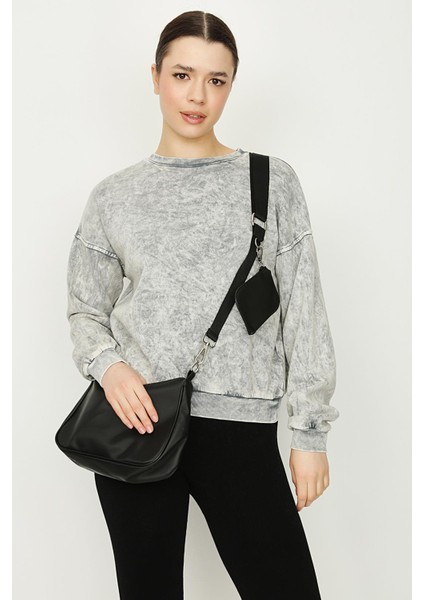 Kadın Asit Yıkamalı Oversize Sweatshirt