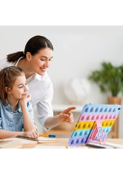 Lenovo M10 Plus TB-X606X TB-X606F Kılıf Popit Standlı Kılıf Askılı Silikon Kids