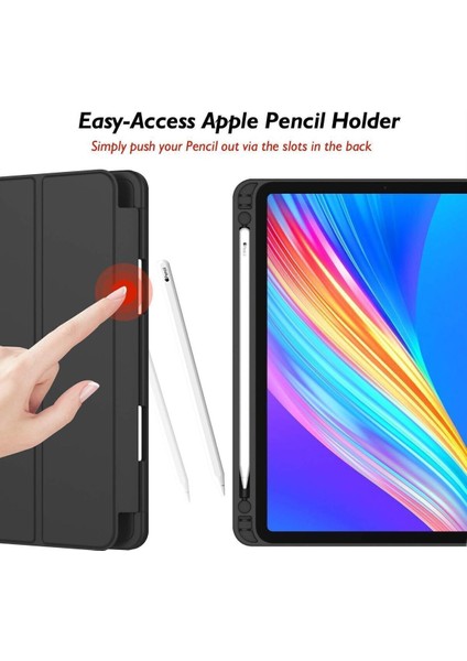 Ipad Pro 12.9 Inç 5. ve 6. Nesil 2021 / 2022 Uyumlu Kalem Bölmeli Uyku Modlu Standlı Silikon Kılıf