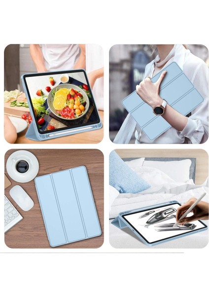 Ipad Pro 12.9 Inç 5. ve 6. Nesil 2021 / 2022 Uyumlu Kalem Bölmeli Uyku Modlu Standlı Silikon Kılıf fiyatları