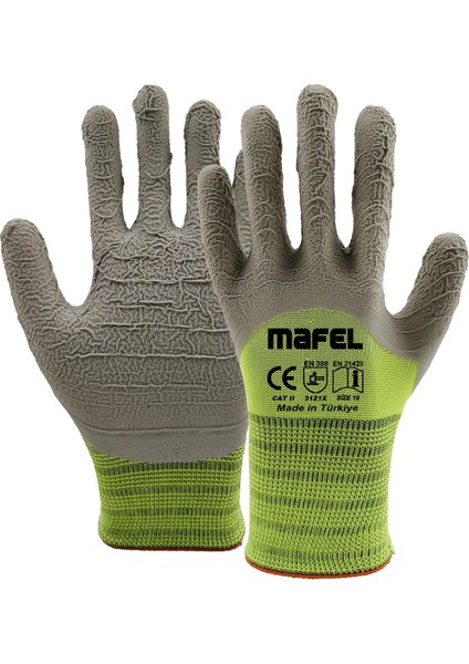 Mf-82/83 Pütürlü Neon Yeşil Lateks İş Güvenlik Eldiven - 10/xl - 10 Çift - Paket
