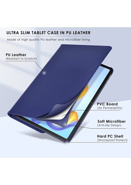 Samsung Galaxy Tab A9+ Plus 11 Inç Tablet Uyumlu 360 Döner Pu Deri Kılıf Seti SM-X210