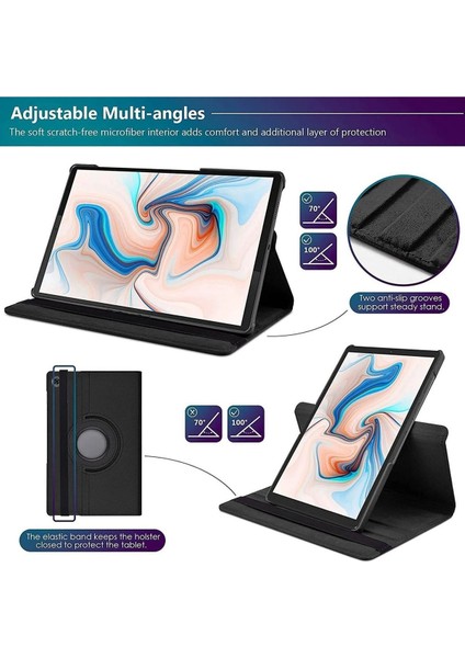 Samsung Galaxy Tab A9+ Plus 11 Inç Tablet Uyumlu 360 Döner Pu Deri Kılıf Seti SM-X210