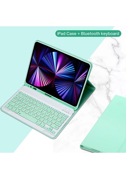 Apple Ipad Pro 4. Nesil M2 2022 11 Inç Uyumlu Bluetooth Klavyeli Kılıf Kalem Bölmeli (Türkçe Klavye)