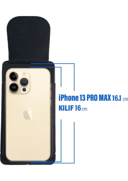 Iphone 12 Pro Max / 13 Pro Max / 14 Pro Max / 14 Plus Kemer Kılıfı Bel Telefon Kapaklı Kılıf