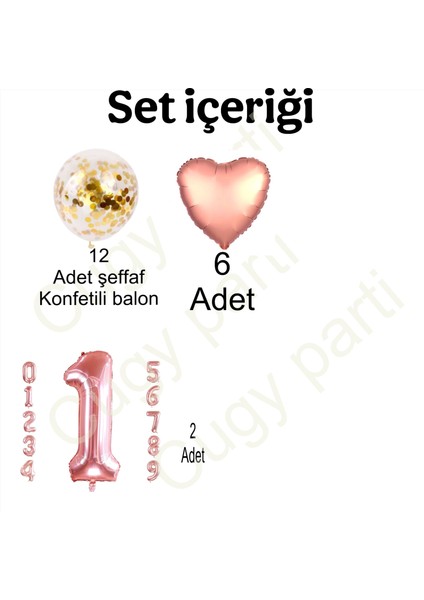 30 Yaş Yetişkin Rose Gold Kalp Detaylı Doğum Günü Özel Gün Parti Kutlama Seti fiyatları