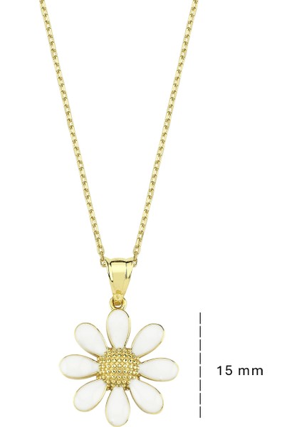 Altın Büyük Boy Papatya Mineli Kolye fiyatları