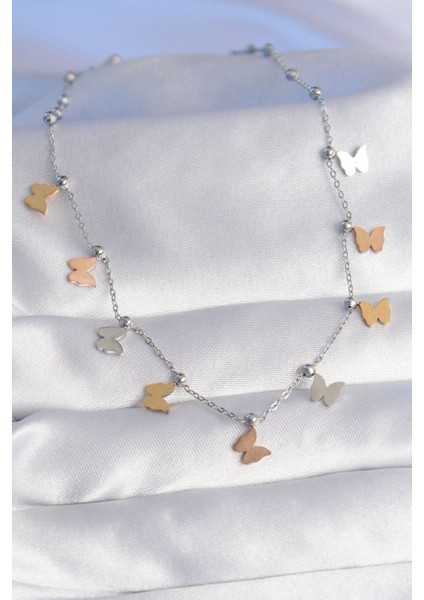 316L Çelik Renkli Minimal Kelebek Model Kolye fiyatları