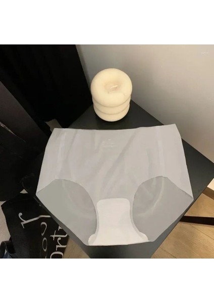 2'li Set Ultra Ince Mikro Şeffaf Dikişsiz Iz Yapmaz Buz Ipek Elastik Lazer Kesim Külot Gri