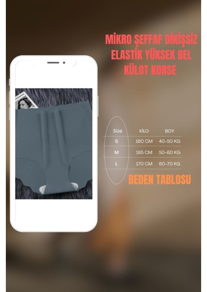 2'li Set Dikişsiz Iz Yapmaz Mikro Şeffaf Yüksek Bel Ince Esnek Nefes Alabilir Elastik Külot Antrasit