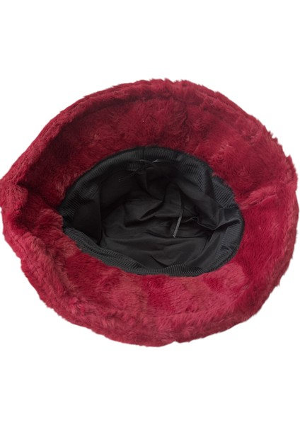Peluş Yumuşak Dokulu Bucket Şapka - Kırmızı