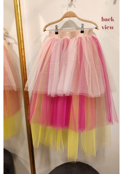 Kız Çocuk Tüllü Arkası Uzun Kat Kat Tütü Etek - Özel Gün ve Doğum Günü Kıyafeti - Pudra, Fuşya, Sarı fiyatları