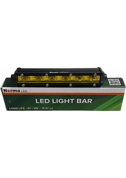 9V-35V LED Bar Off-Road 18W (6 Ledli) Tek Sıra Ince Düz (180 Mm) Sarı